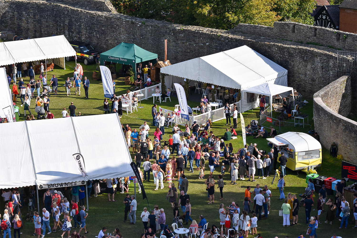 Ludlow Food Festival, People wandering around stalls | Visit Shropshire